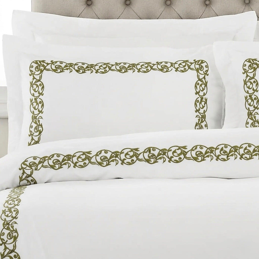 Luxury bedding set by Cush living premium textile and high quality embroidery on bedsheets